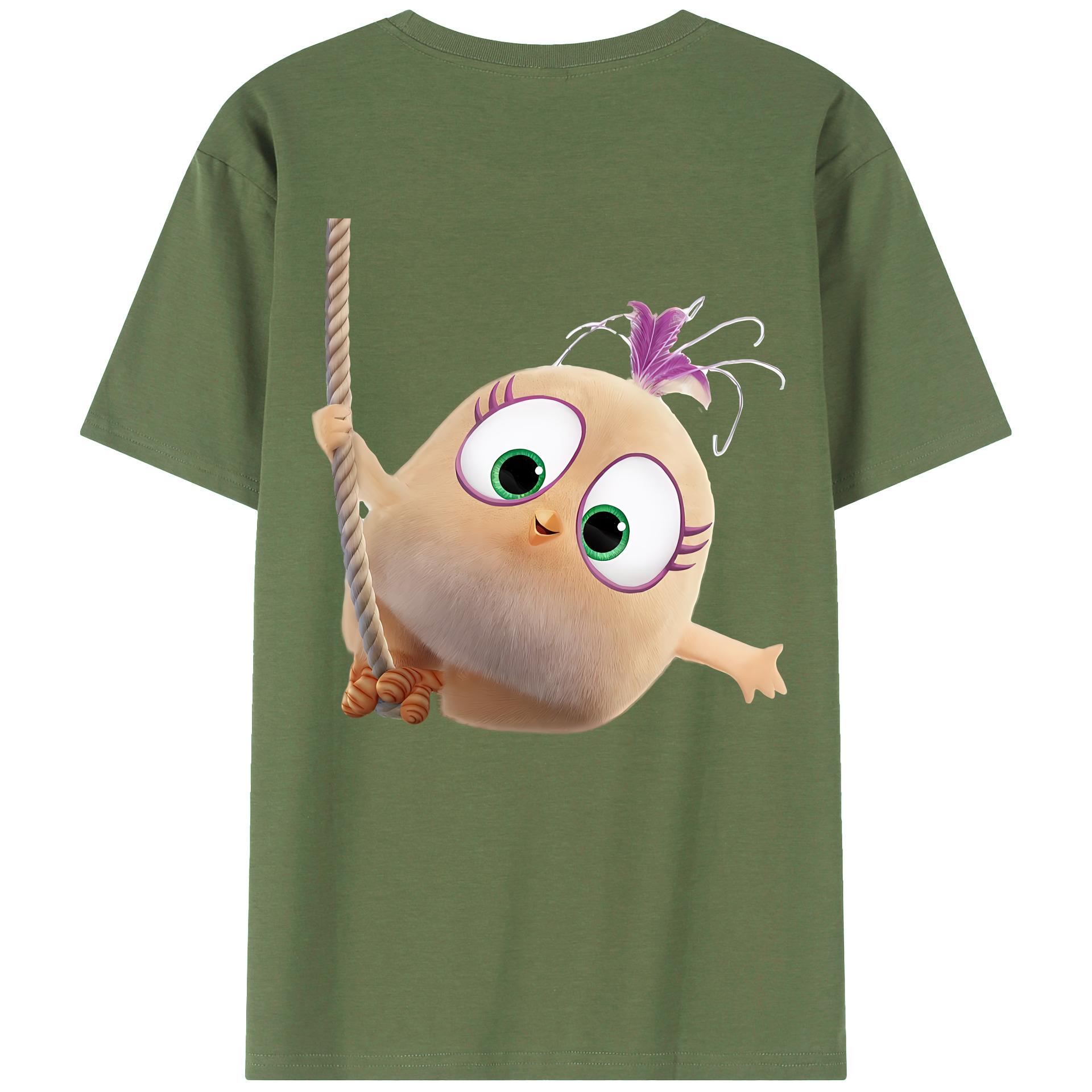 （画像用） Angry Birds アングリーバード 綿100％ メンズ半袖Tシャツ（バックプリント） 通気性